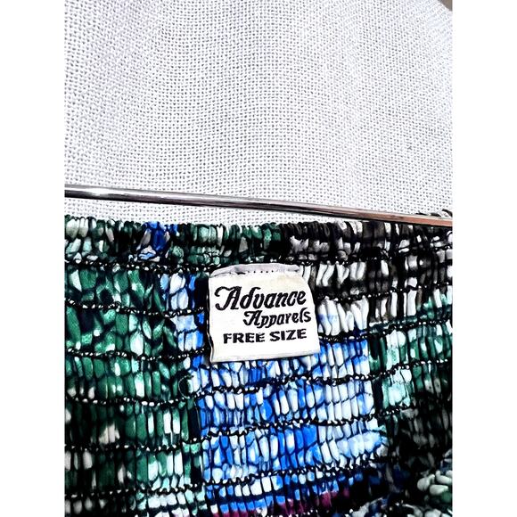 Advance Apparels African Green Blue Off Shoulder Shirred Maxi Dress - Picture 9 of 11